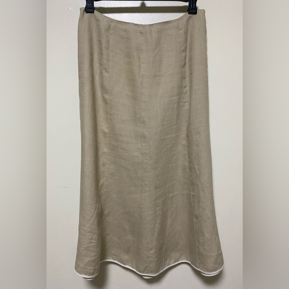 Talbots Beige Midi Linen Skirt Women Size 12